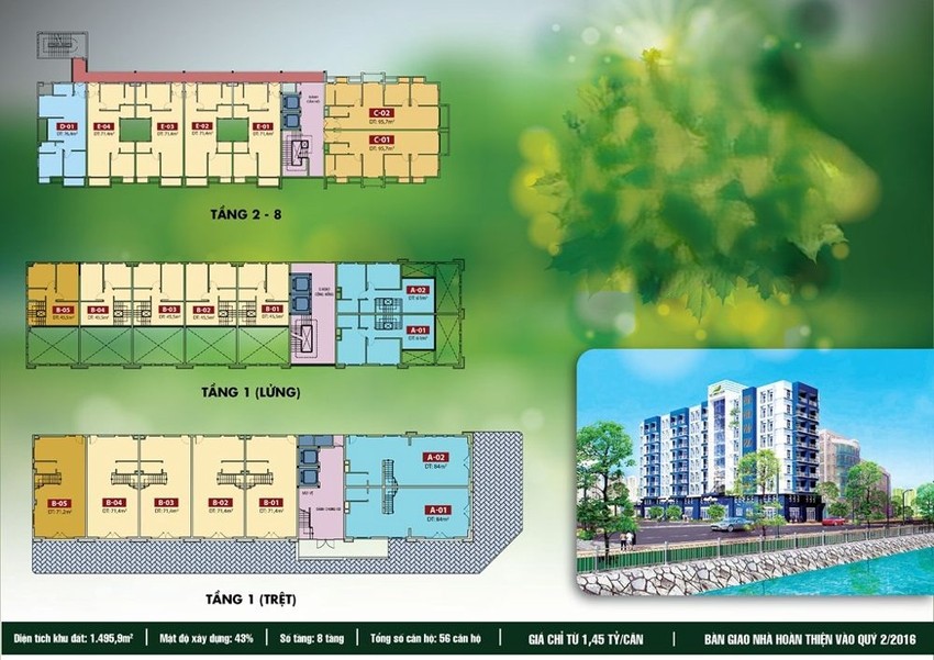Sơ đồ mặt bằng điển hình tại Cao ốc Bình Đông Xanh