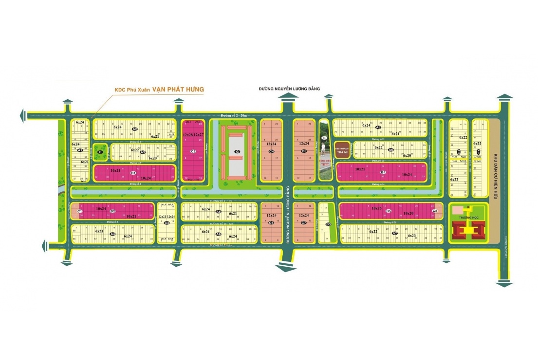 Sơ đồ mặt bằng KDC Phú Xuân Vạn Phát Hưng