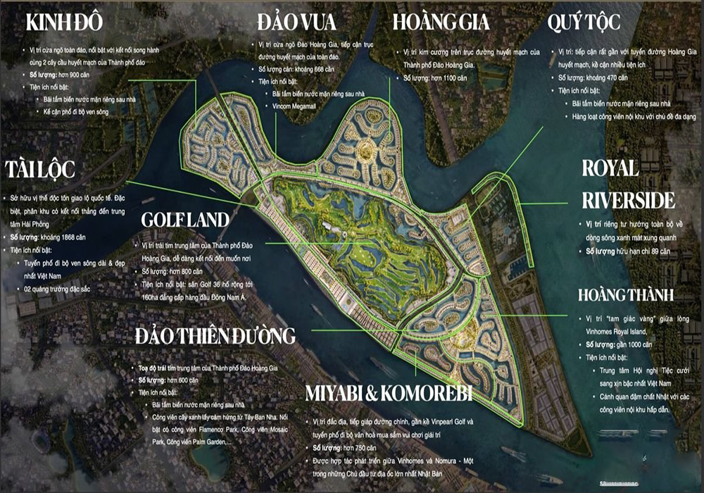Sơ đồ mặt bằng tổng thể Thành phố Đảo Hoàng Gia - Vinhomes Royal Island