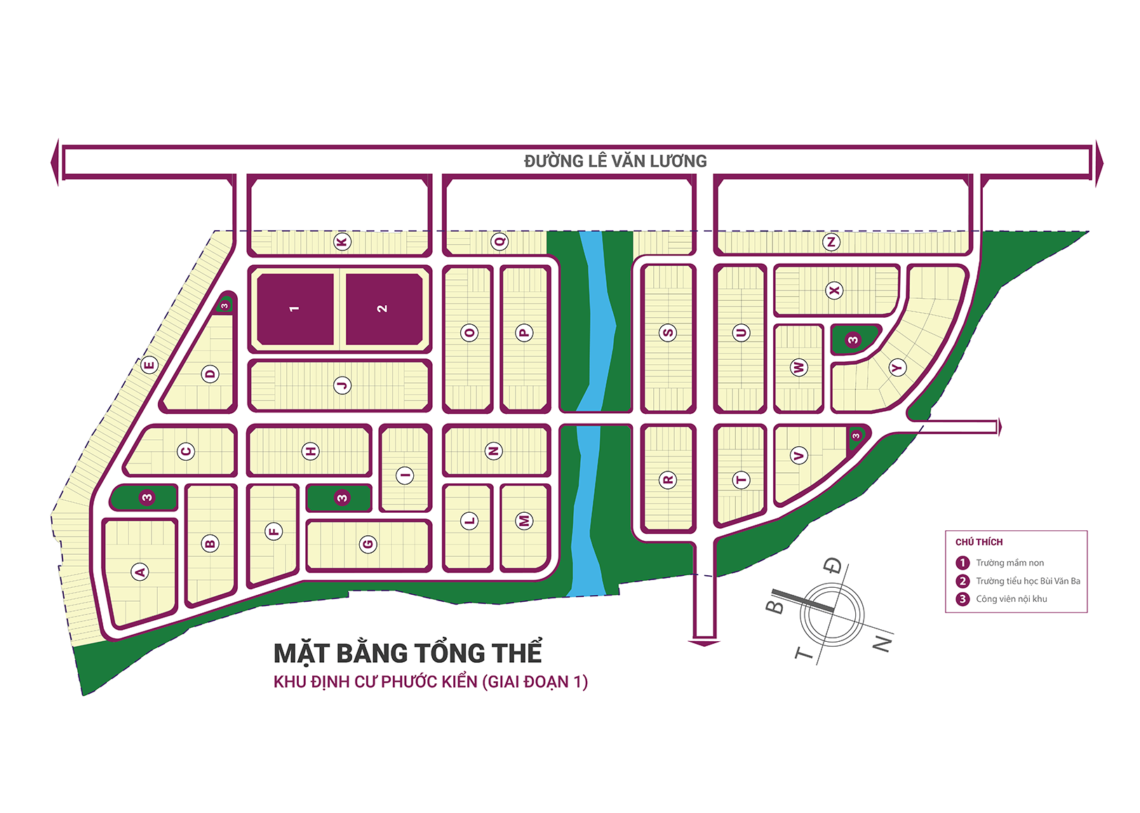 Sơ đồ mặt bằng tổng thể KDC Sadeco Phước Kiển