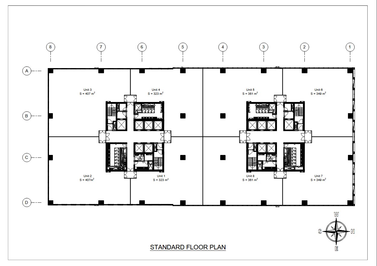 Sơ đồ mặt bằng sàn điển hình tại Etown Building
