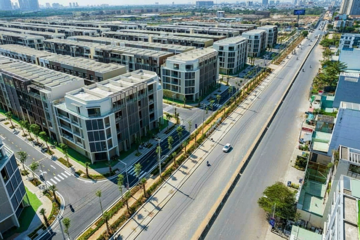 Một góc đường sầm uất tại Khu dân cư Hoàng Anh Minh Tuấn