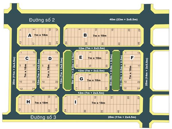 Sơ đồ tổng thể Khu dân cư Phú Nhuận 1,2