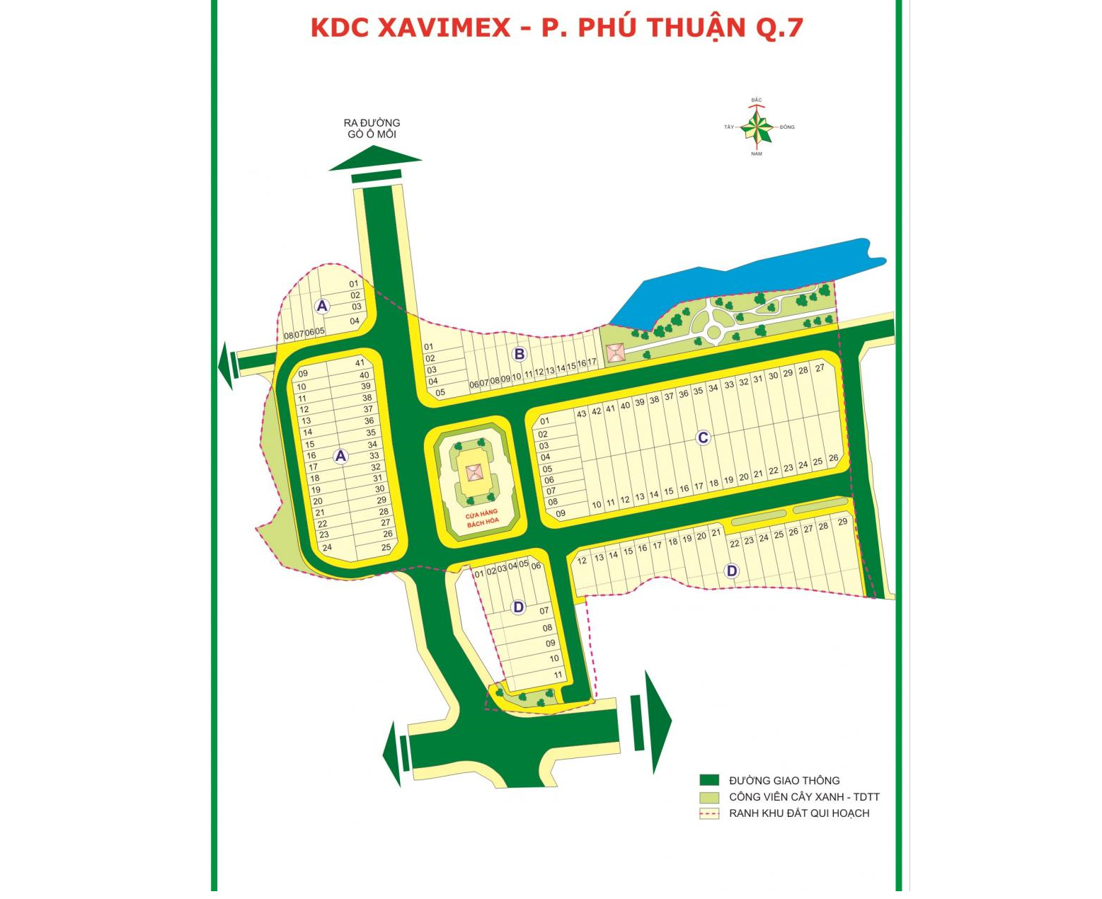 Sơ đồ phân lô tại Khu dân cư Savimex