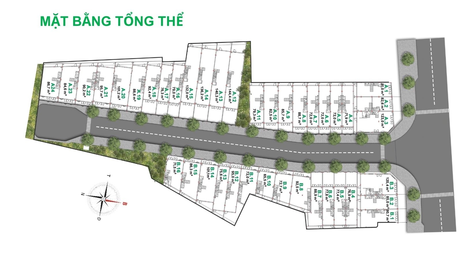 Mặt bằng thực tế khu nhà phố Bcons Eden Park