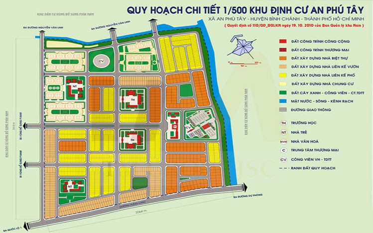 Sơ đồ phân lô tổng thể Khu định cư An Phú Tây