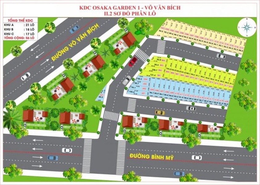 Sơ đồ phân lô chi tiết dự án KDC Osaka Garden 1 Củ Chi