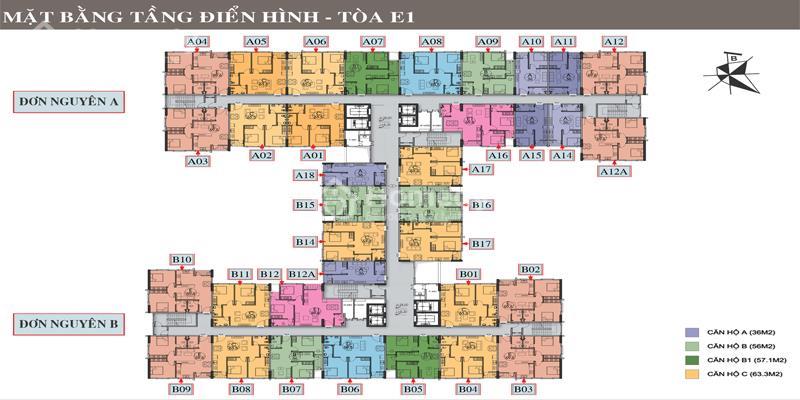 Mặt bằng điển hình căn hộ tại Chung cư Ecohome 2