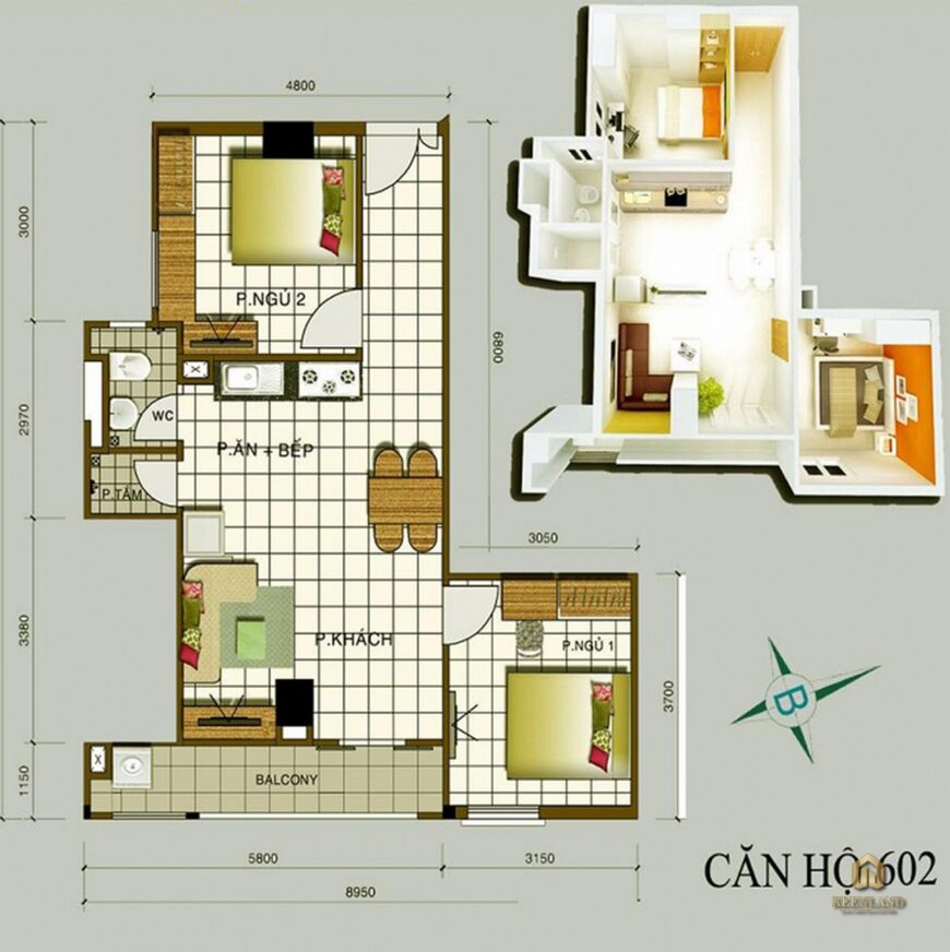 Sơ đồ mặt bằng căn hộ điển hình tại Ngọc Khánh Tower