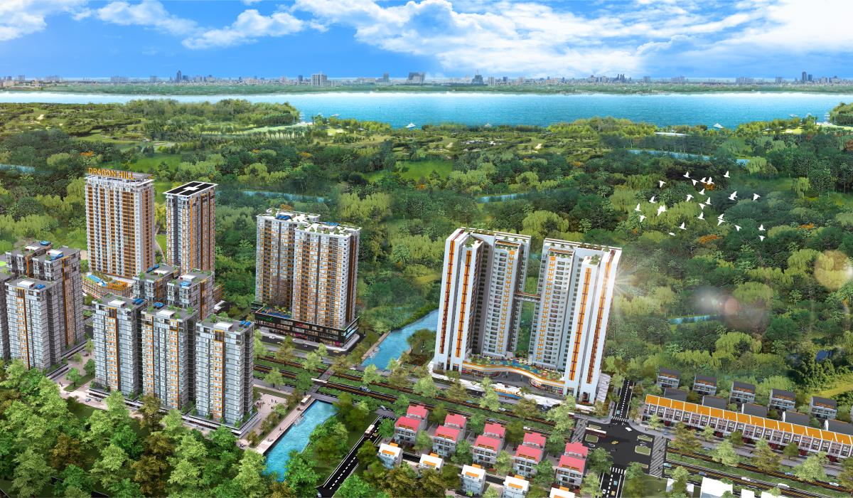 Tổng quan dự án Dragon City Nhà Bè từ trên cao