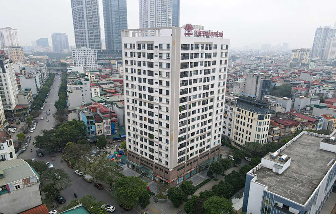 Toàn cảnh chung cư CC1 Hà Đô Parkside bên công viên Cầu Giấy