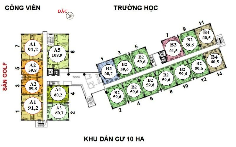 Mặt bằng điển hình căn hộ tại Chung cư Thủ Thiêm Xanh