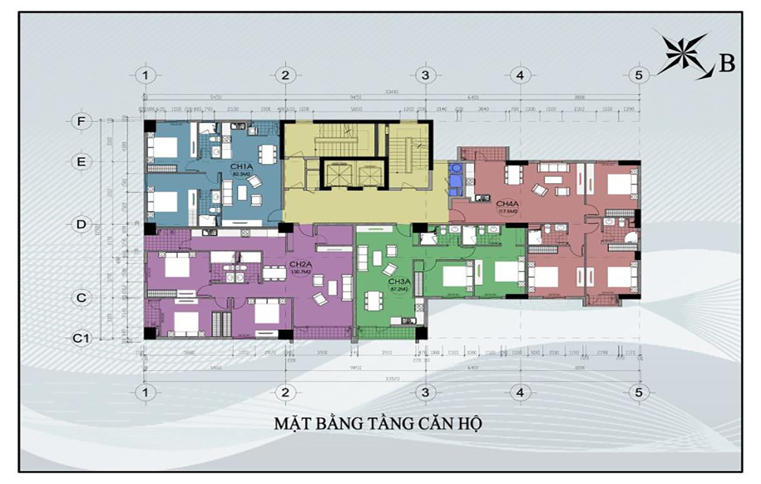 Mặt bằng điển hình một sàn căn hộ tại CTM Building