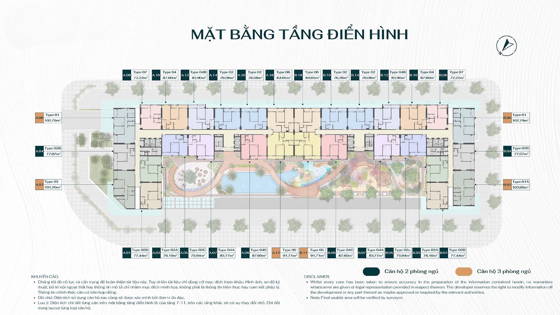 Mặt bằng điển hình căn hộ tại Vũng Tàu Centre Point