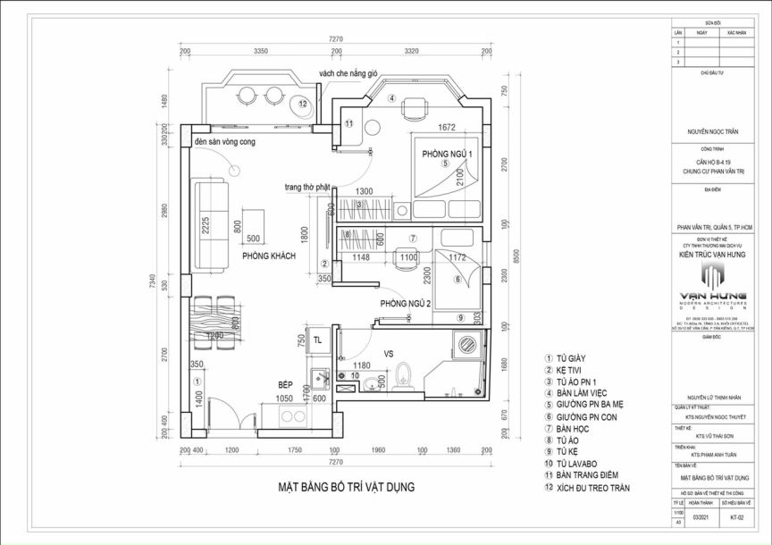 Mặt bằng điển hình căn hộ tại Chung cư Phan Văn Trị