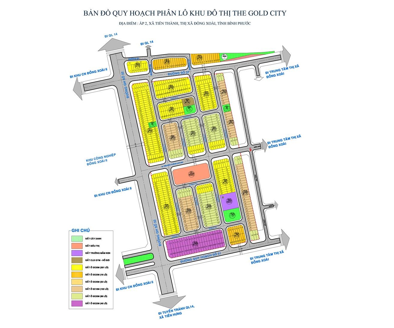 Mặt bằng điển hình căn hộ 2 phòng ngủ tại The Gold City Đồng Xoài