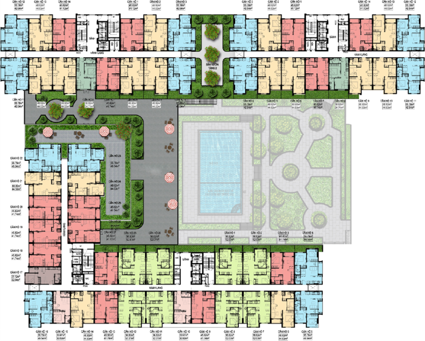 Sơ đồ mặt bằng điển hình tại Samsora Riverside