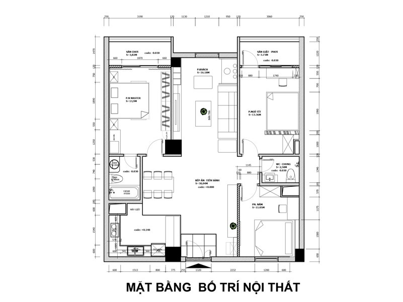 Mặt bằng điển hình căn hộ Chung cư 229 Phố Vọng với các loại diện tích