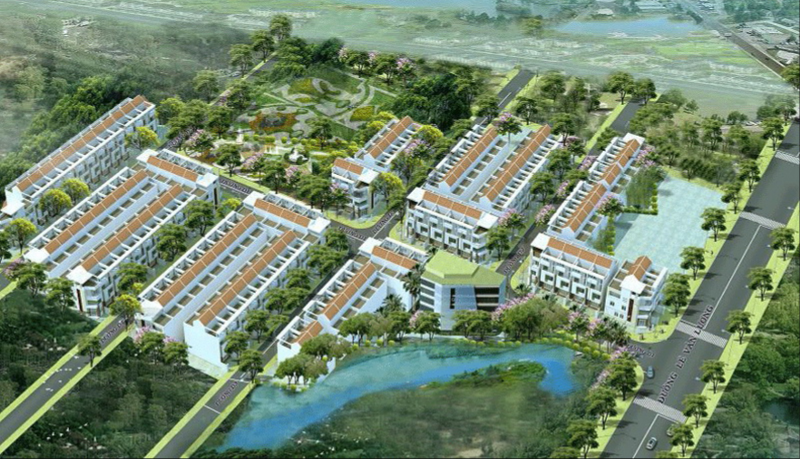 Cổng chào và hạ tầng nội khu KDC Phú Xuân Vạn Hưng Phú