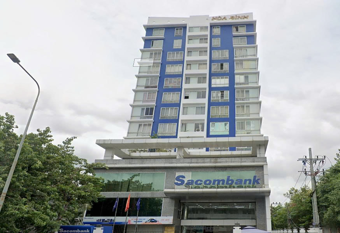 Toàn cảnh Cao ốc Sacomreal Hoà Bình đối diện Đầm Sen
