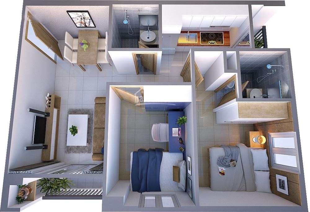 Sơ đồ mặt bằng tầng điển hình căn hộ tại Simona Home Quy Nhơn