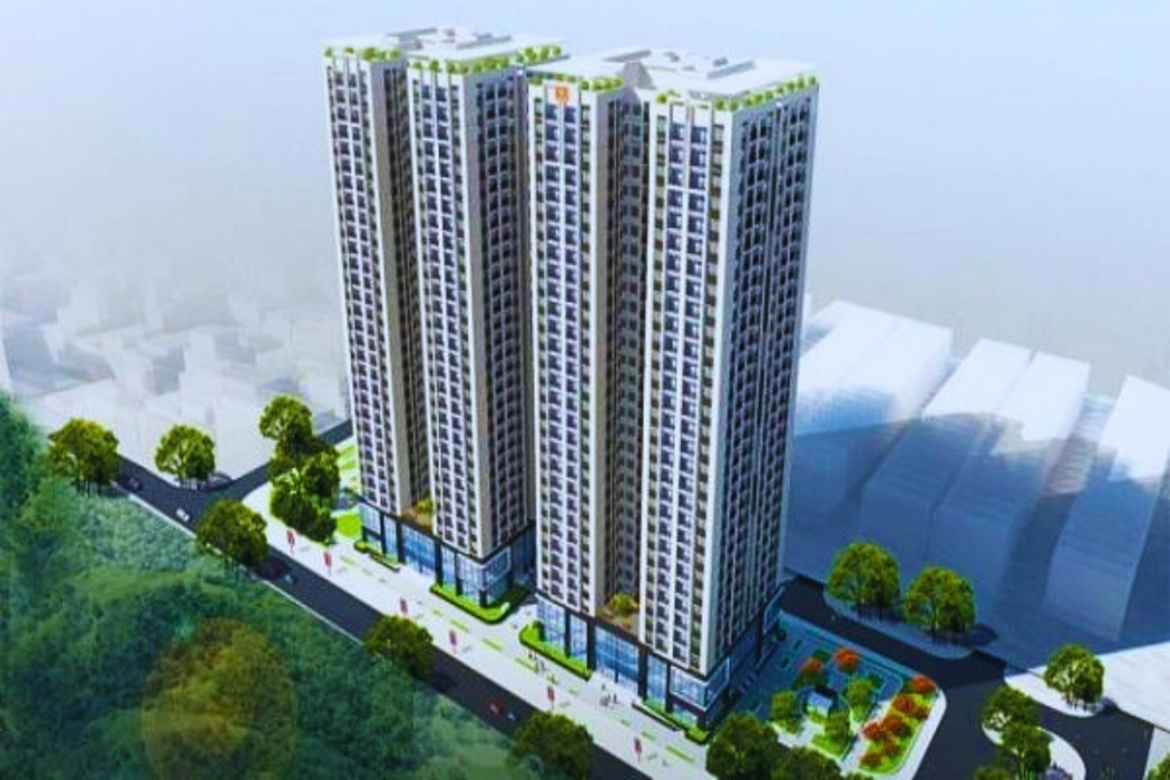 Mặt tiền và cổng vào Chung cư B7 - B10 Kim Liên