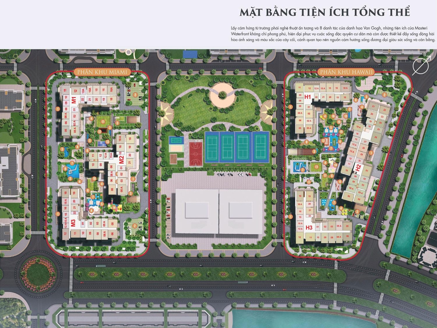 Mặt bằng tổng thể căn hộ Masteri Waterfront với thiết kế tối ưu