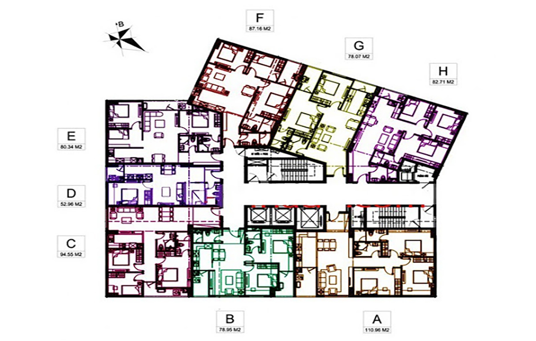 Mặt bằng điển hình căn hộ 2 phòng ngủ tại Hà Đô Parkside
