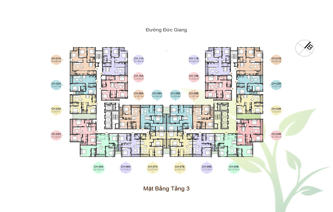Mặt bằng điển hình căn hộ Cao ốc Bình Minh