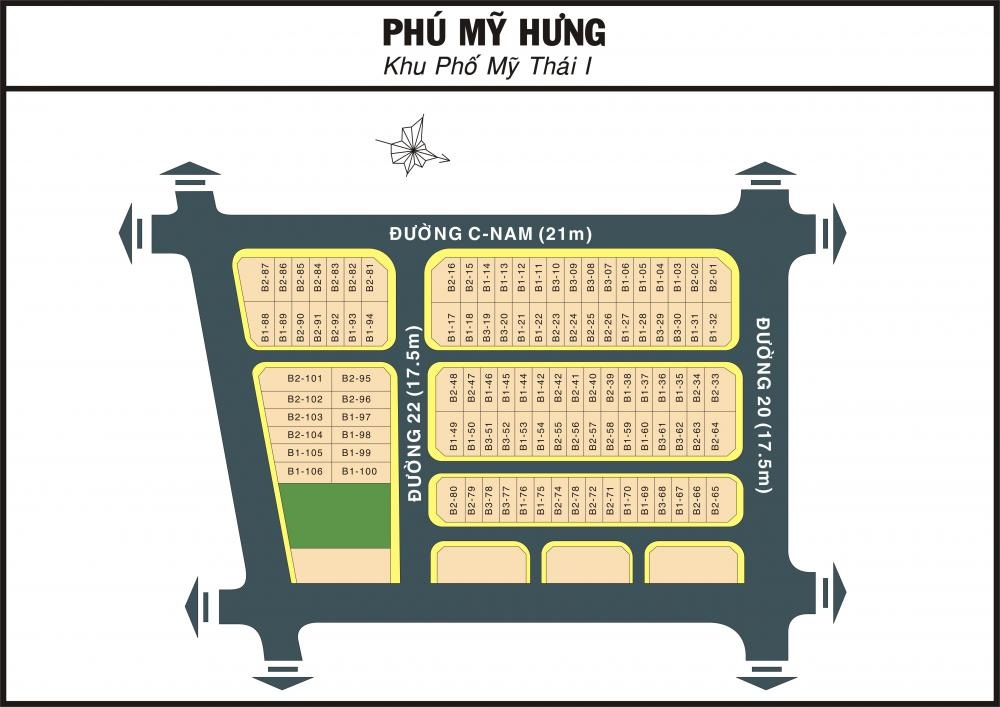 Mặt bằng phân lô biệt thự Mỹ Thái 1