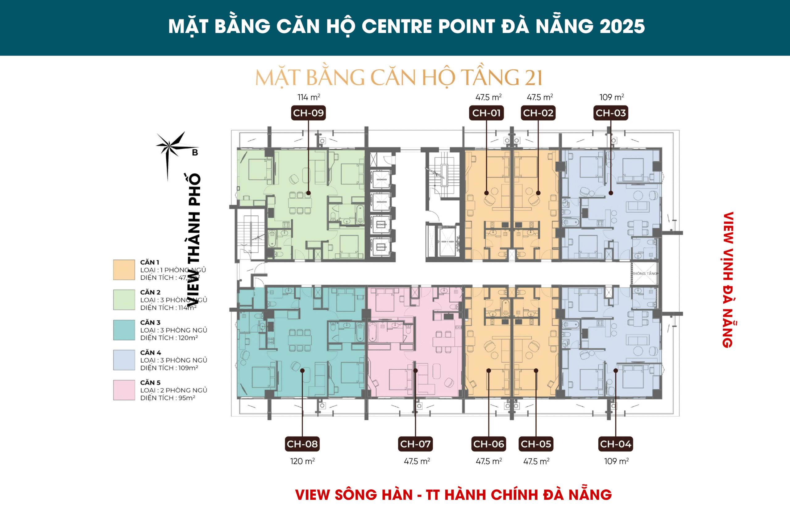 Mặt bằng tầng điển hình dự án căn hộ Center Point Đà Nẵng