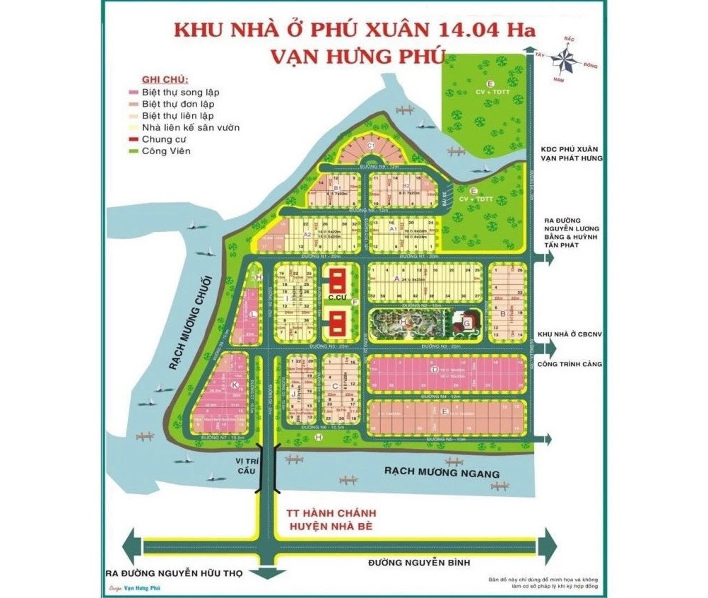Sơ đồ phân lô chi tiết dự án KDC Phú Xuân Vạn Hưng Phú