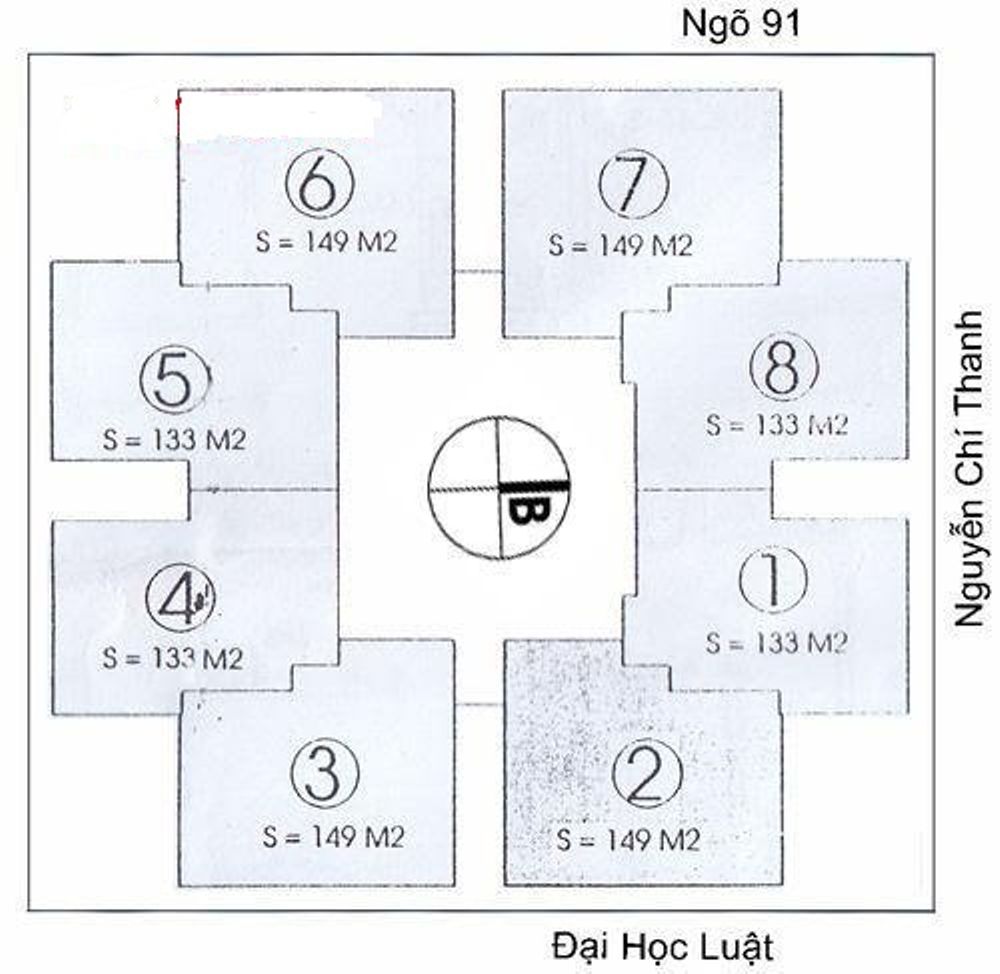 Sơ đồ mặt bằng điển hình căn hộ 3 phòng ngủ Chung cư M5 Nguyễn Chí Thanh