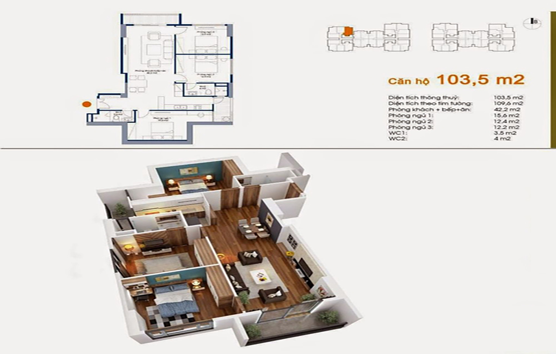 Mặt bằng tầng điển hình căn hộ The Garden Officetel
