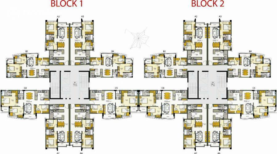 Sơ đồ mặt bằng điển hình tại chung cư The Mansion