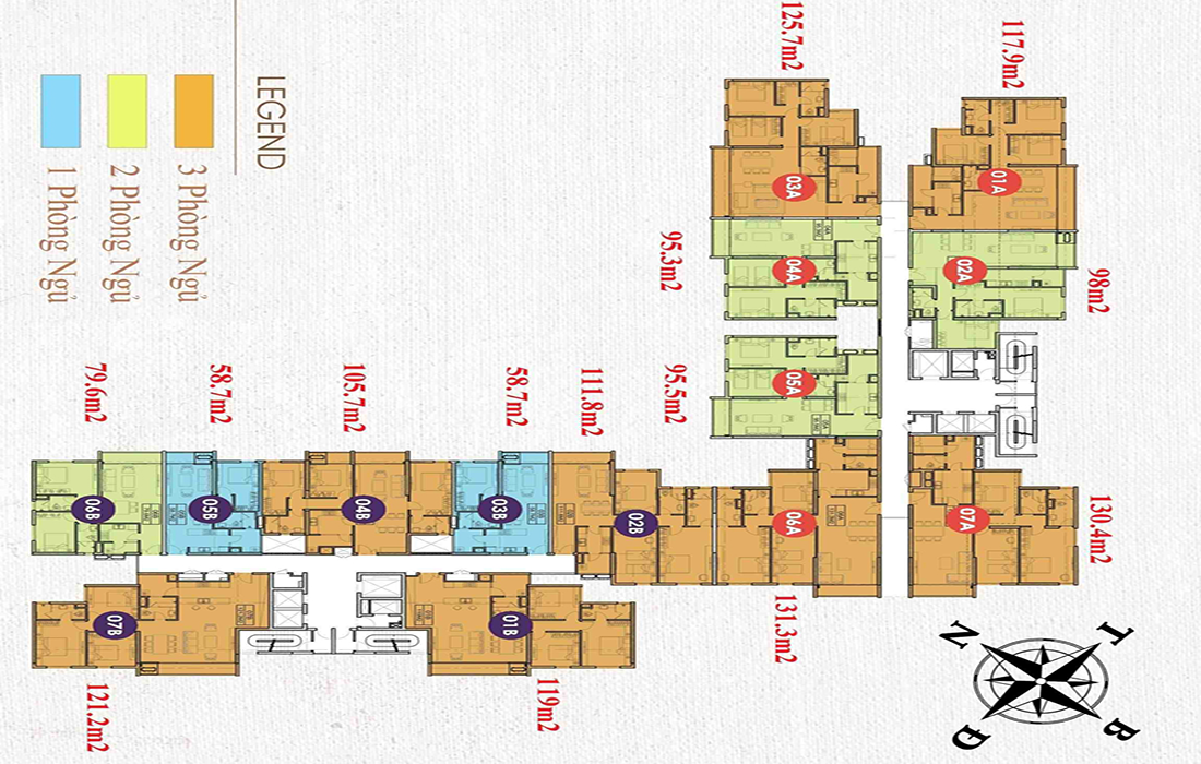 Mặt bằng điển hình căn hộ 2 phòng ngủ tại Chelsea Residences