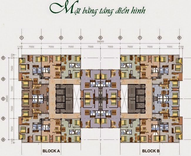 Sơ đồ mặt bằng điển hình tại Sài Gòn Apartment