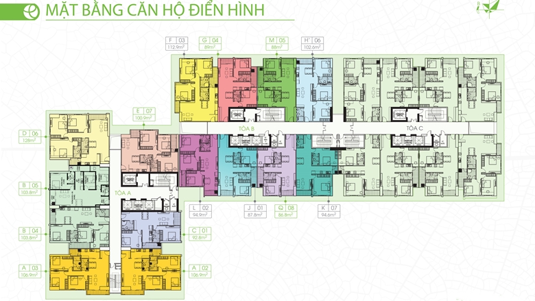 Mặt bằng điển hình căn hộ 3 phòng ngủ Ecolife Tây Hồ