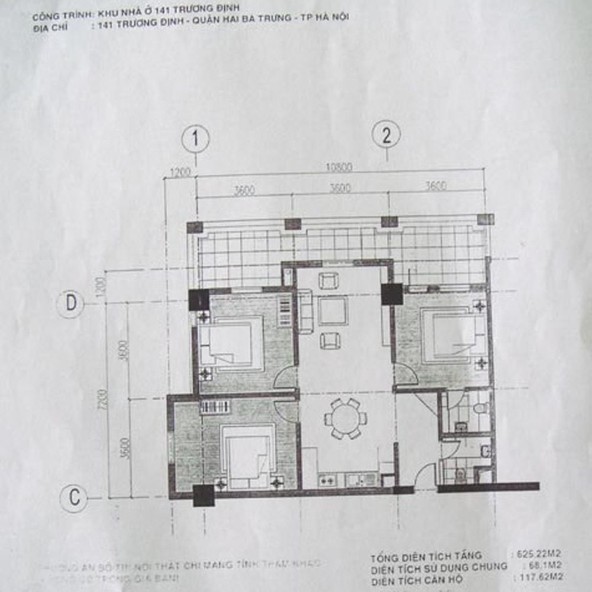 Mặt bằng điển hình căn hộ Chung cư 141 Trương Định