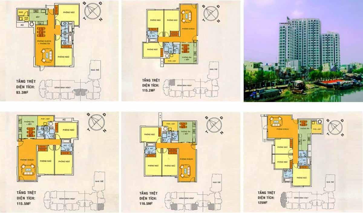 Mặt bằng điển hình căn hộ 3PN tại Hoàng Anh Gia Lai 2