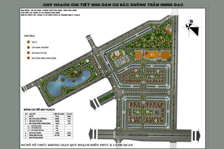 Sơ đồ phân lô chi tiết KDC Bắc đường Trần Hưng Đạo Hòa Bình