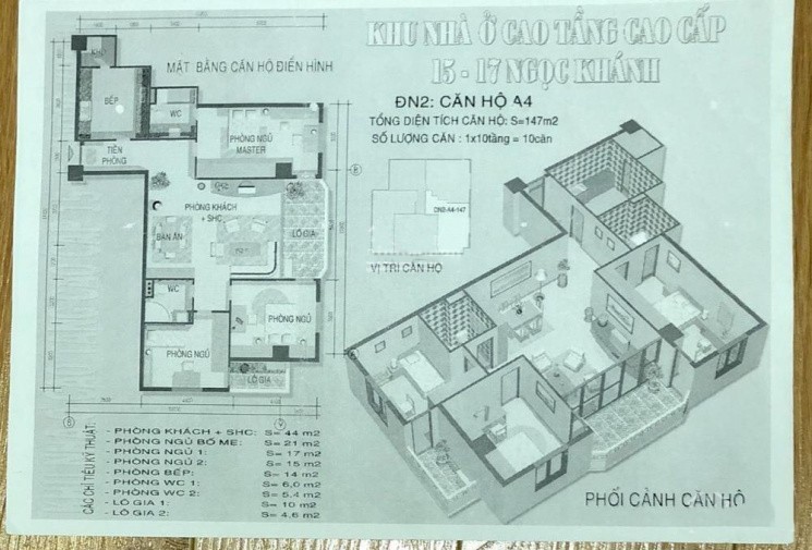 Sơ đồ mặt bằng điển hình Chung cư 15–17 Ngọc Khánh