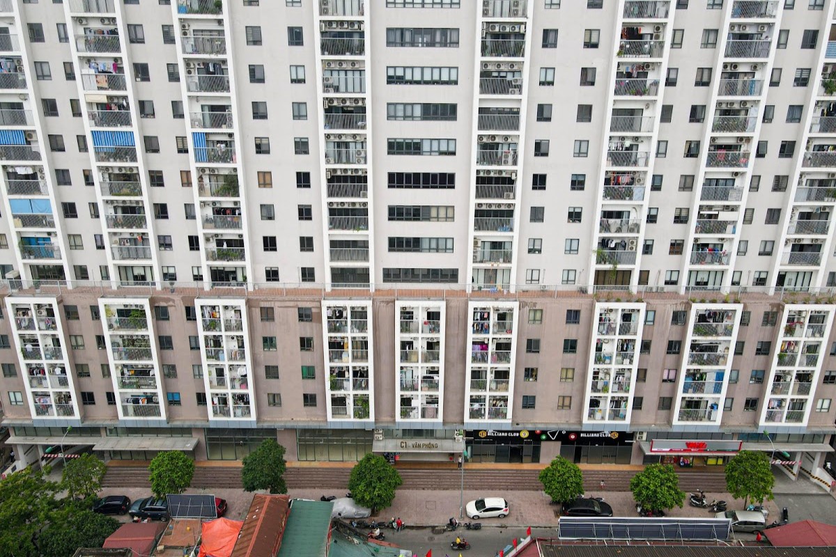 Toàn cảnh Chung cư C1 Thành Công nhìn từ bên ngoài