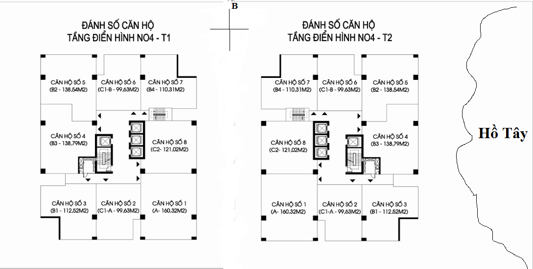 Mặt bằng điển hình căn hộ 3 phòng ngủ N04B Ngoại Giao Đoàn
