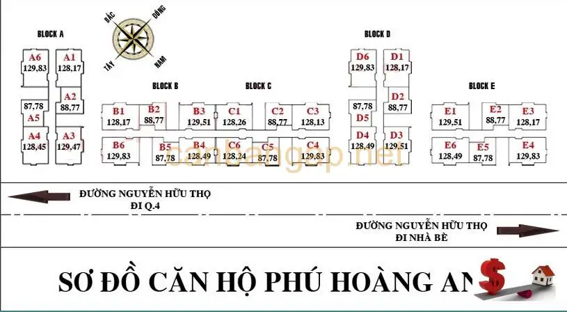 Mặt bằng điển hình căn hộ tại Chung cư Phú Hoàng Anh