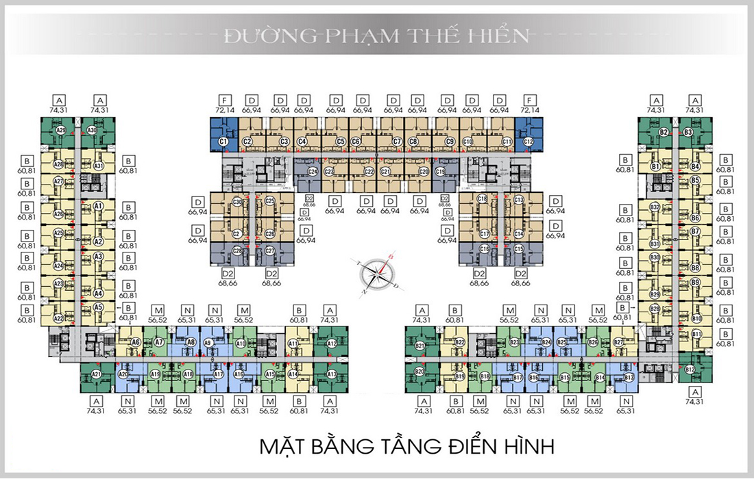 Mặt bằng điển hình căn hộ tại Green River Quận 8