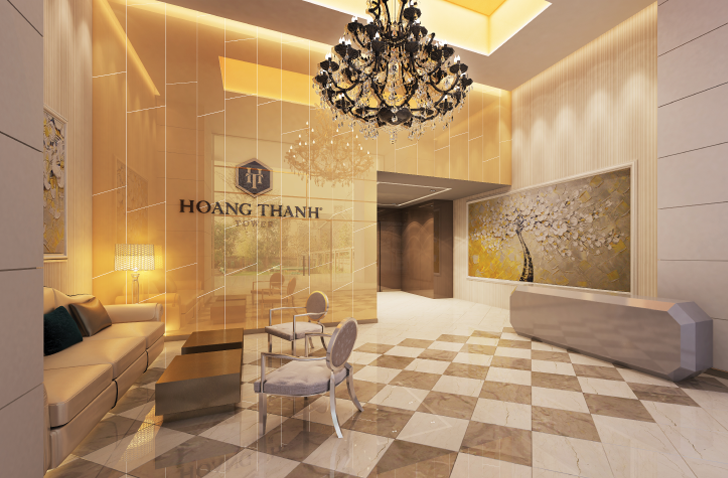 Phòng khách căn hộ Hoàng Thành Tower với thiết kế sang trọng và hiện đại