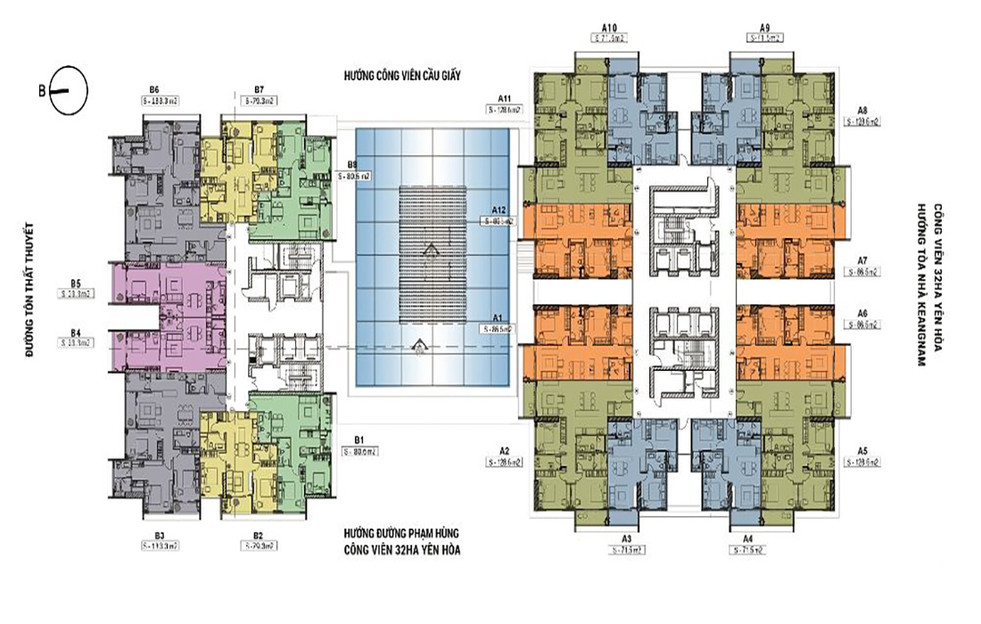 Mặt bằng điển hình căn hộ 2 phòng ngủ tại Sky Park Residence