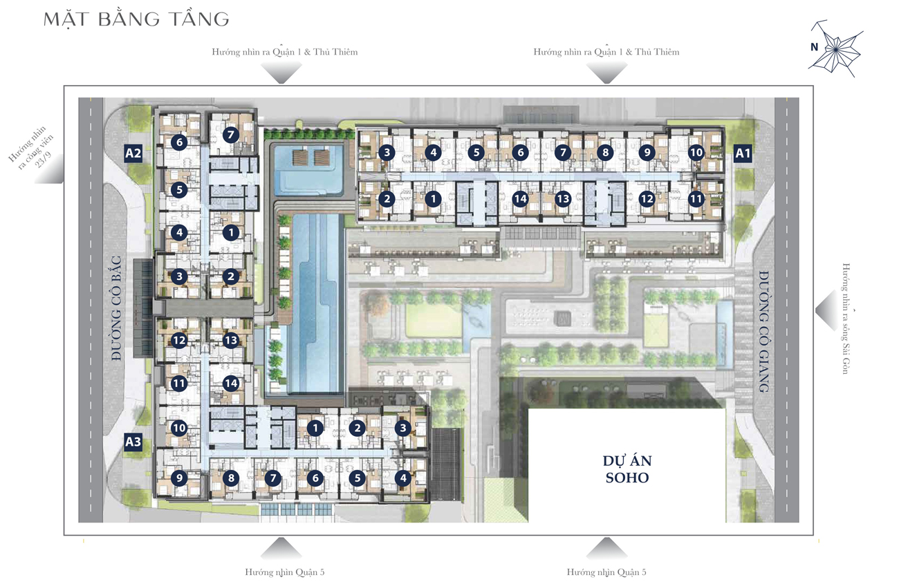 Mặt bằng điển hình căn hộ The Grand Manhattan Quận 1