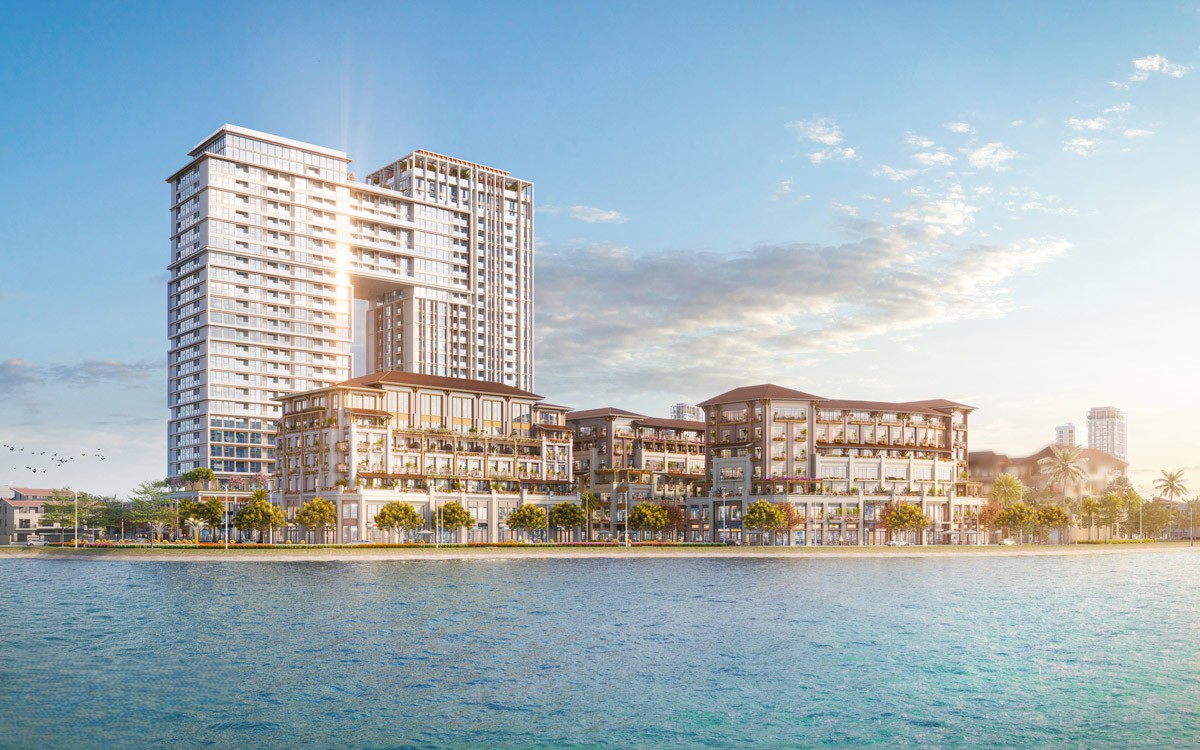 Phối cảnh tổng thể Sun Ponte Residence Đà Nẵng ven sông Hàn